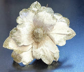 Flori Crăciun aurii cu sclipici – flori decorative 10/set